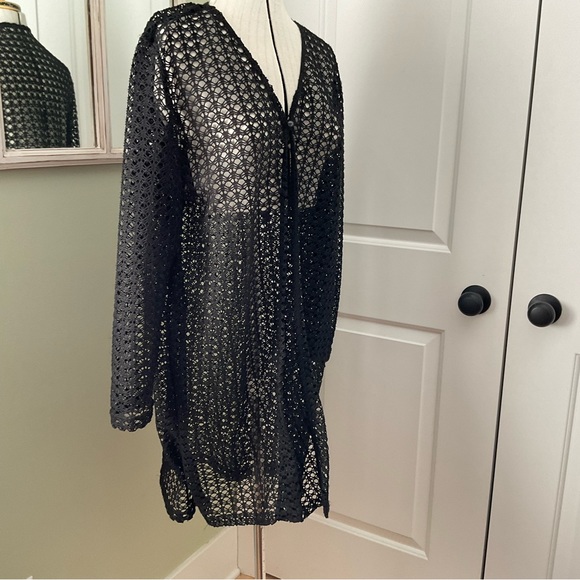 BLACK OPEN WEAVE CARDIGAN, SIZE: L - Picture 5 of 11